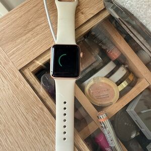 Apple Smartwatch with Cream Band and Rose Gold Case